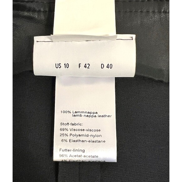 AKRIS PUNTO Fancy Lamb Nappa Leather Trousers Navy Blue/Black & Ponte Knit Sz 10 - Picture 8 of 8